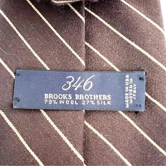 Brooks Brothers Brown‎ Wool Blend Tie Striped Winter Workwear Office Preppy Work - Picture 2 of 8